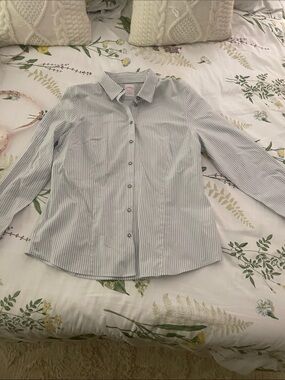Brooks Brothers White Shirt with Light Blue Pinstripes